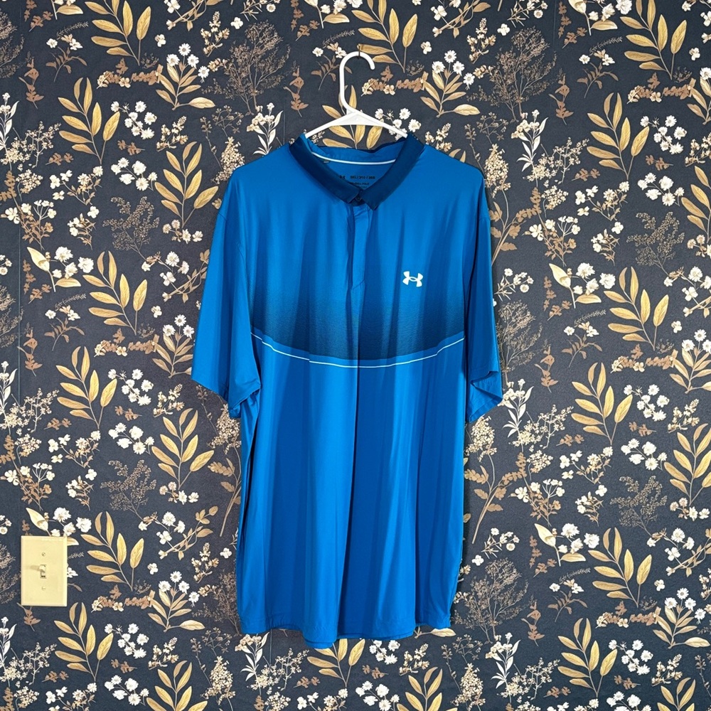 Under Armour Polo Shirt Mens Blue ISO Chill Performance Sport Golf 3XL